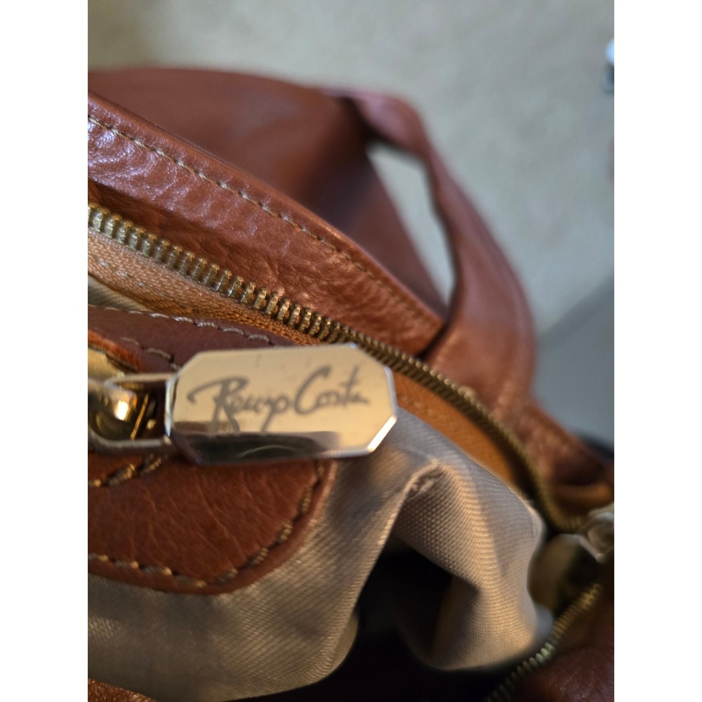 Renzo Costa Brown Pebbled Leather Shoulder Bag Hobo Handbag Gold Tone Hardware - Picture 8 of 15